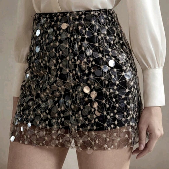 See-Through Beaded Mini Skirt For Women, Elegant Style - Picture 1 of 6